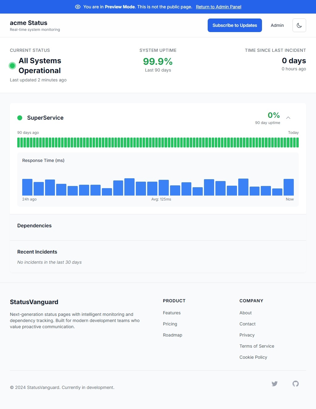 Public Status Page